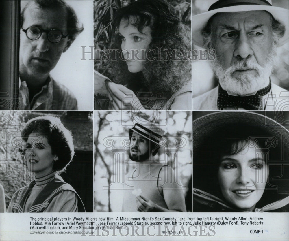 1982 Press Photo Woody Allen Mia Farrow Jose Ferrer - RRW57625 - Historic Images