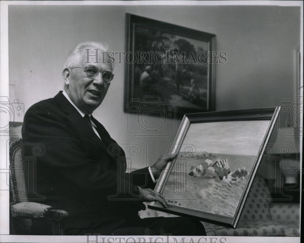 1962 Press Photo Judge Homer Ferguson &amp; Painting - RRW57649 - Historic Images
