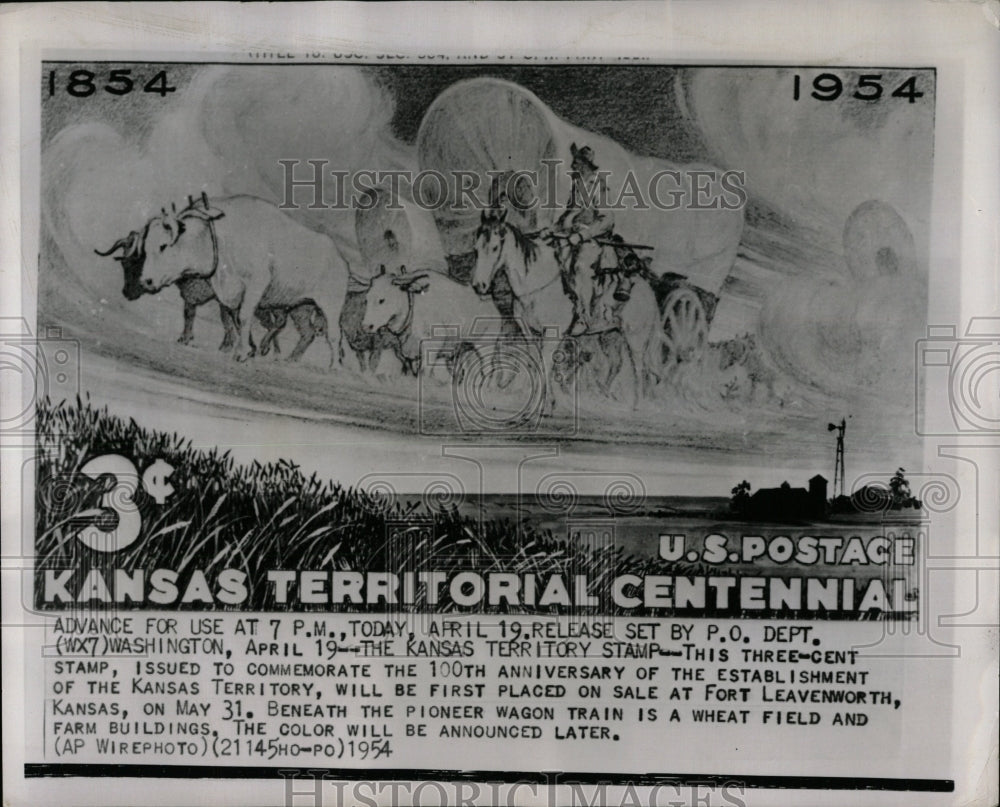 1954 Press Photo Kansas Territory Stamp - RRW58589 - Historic Images