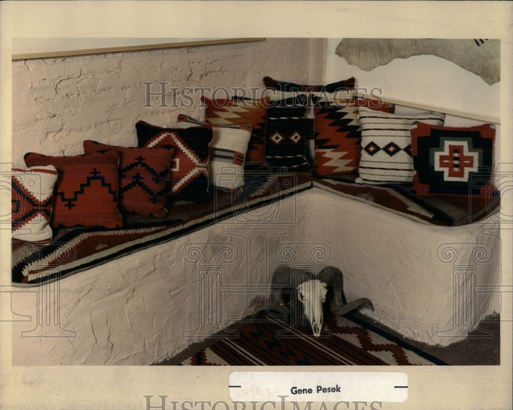 1989 Press Photo Gene Pesek Mexico American West Pillow - RRW59239 - Historic Images