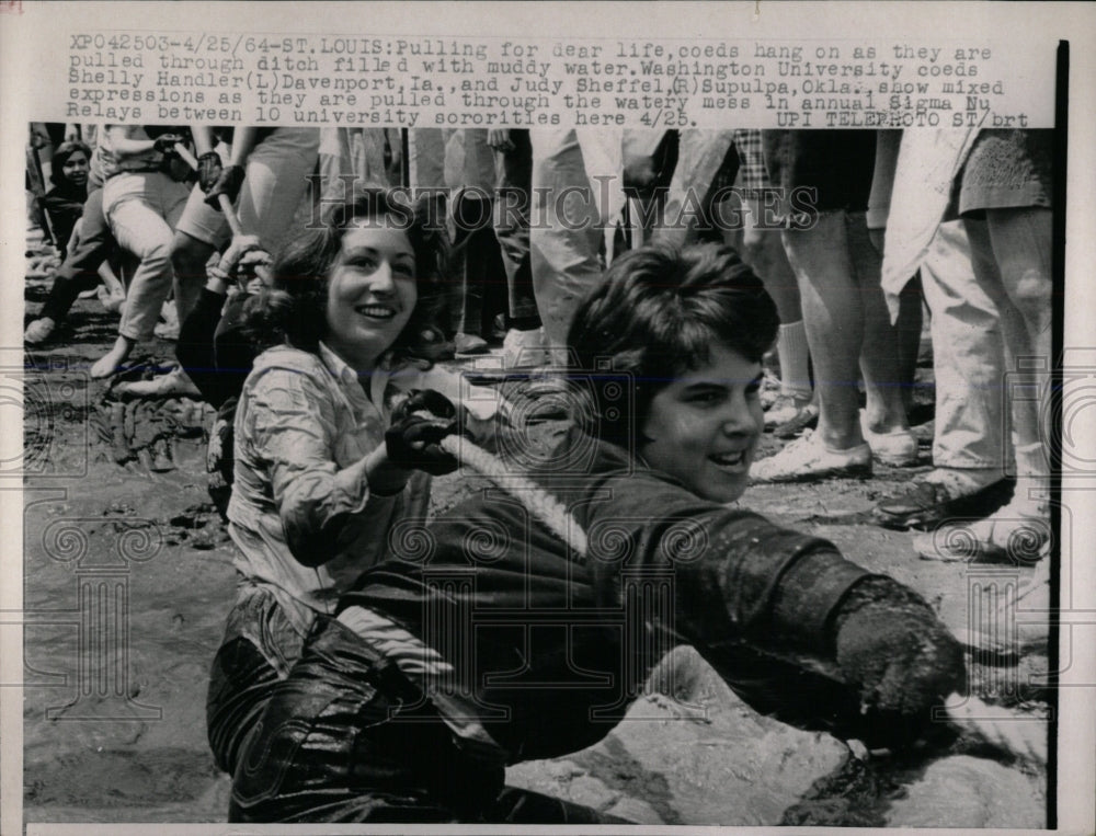 1964 Press Photo Shelly handler Washington Tug War game - RRW59375 - Historic Images