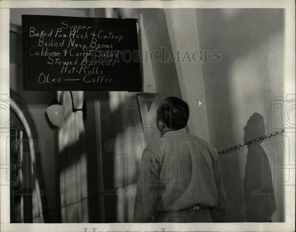 1939 Press Photo McNeil Island Prison Inmate Menu - RRW60475 - Historic Images