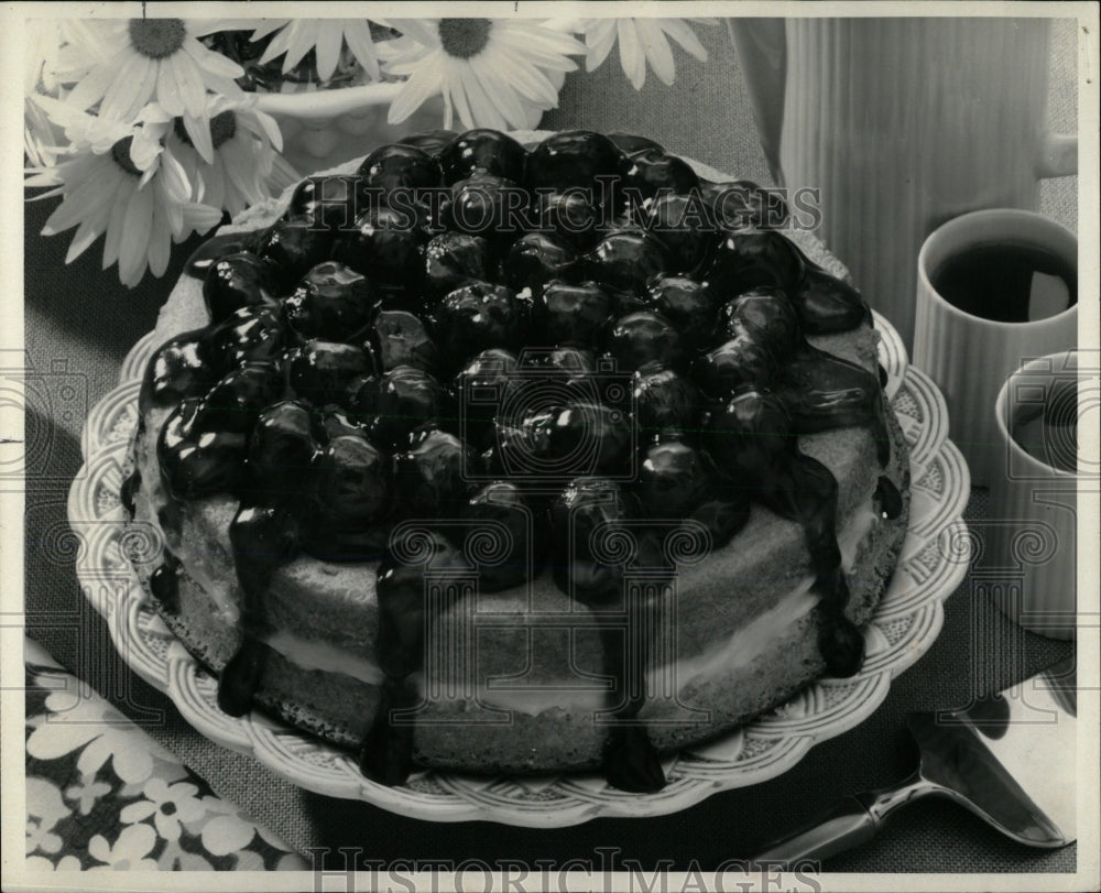 1974 Press Photo Sweet elegant Cherry Cream Torte dish - RRW60931 - Historic Images