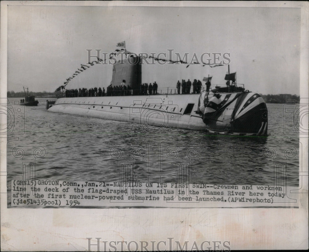 1954 Press Photo Nautilus Sub First Sailing Groton Conn - RRW61443 - Historic Images