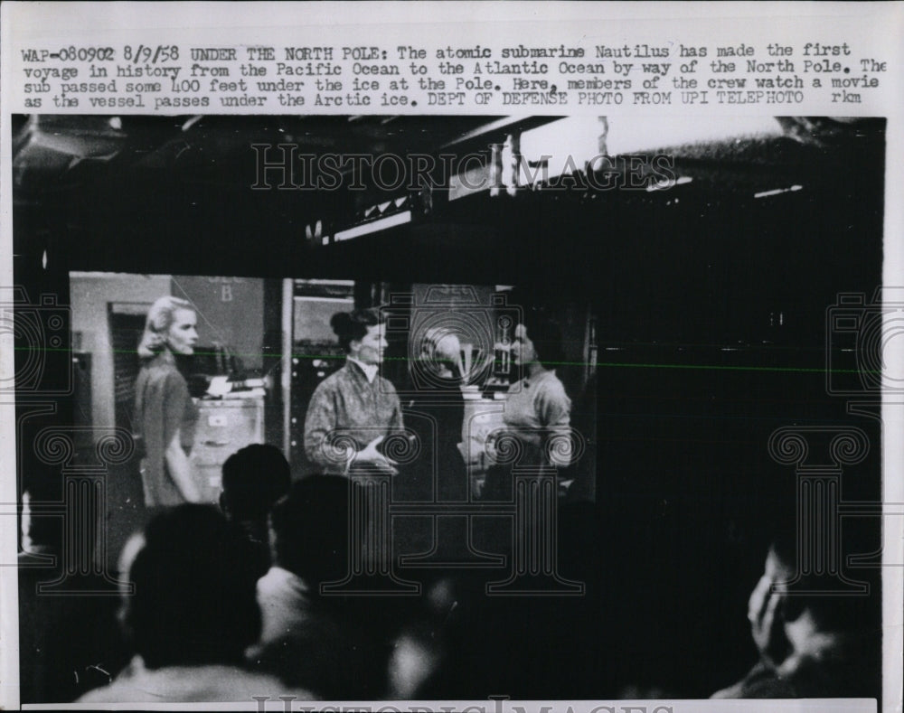 1958 Press Photo Atomic Submarine Nautilus Voyage - RRW61503 - Historic Images