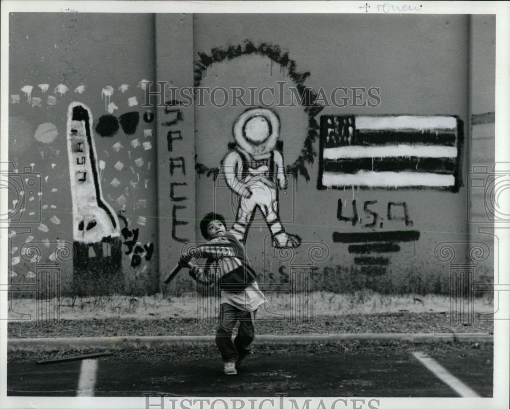 1992 Press Photo Neyl Castro Plays Ball in Strip - RRW61519 - Historic Images