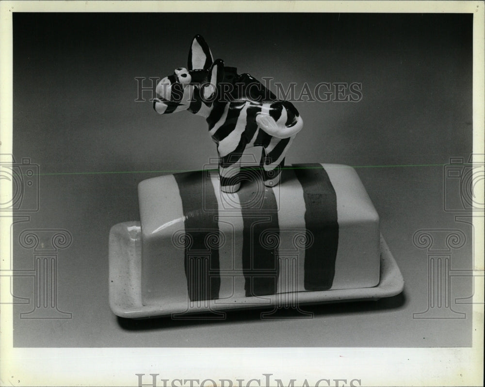 1982 Press Photo Ceramic Handmade Butter Zebra - RRW61567 - Historic Images