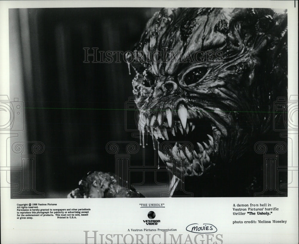 1988 Press Photo Hell Vestron Horrific Thriller Unholy - RRW62031 - Historic Images