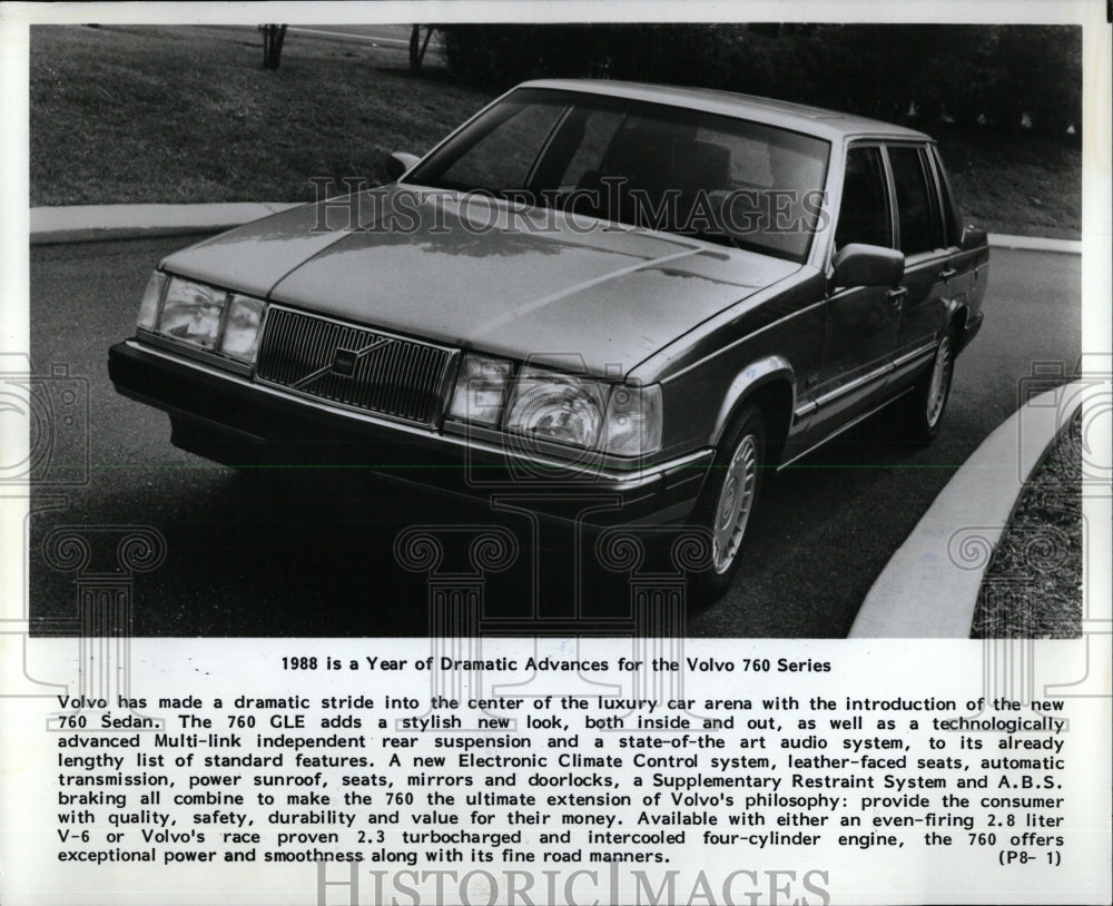 1988 Press Photo Volvo Automobile 760 GLE Sedan - RRW62215 - Historic Images