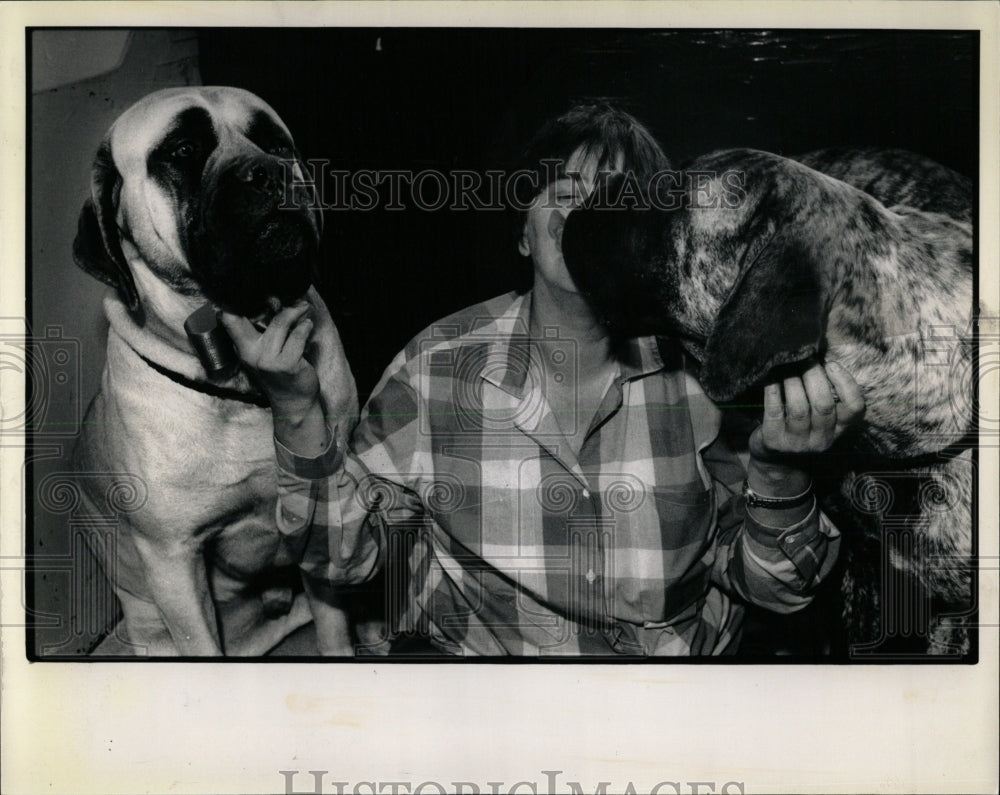 1988 Press Photo Claudia Prete Gets A Lick For Luck - RRW62443 - Historic Images