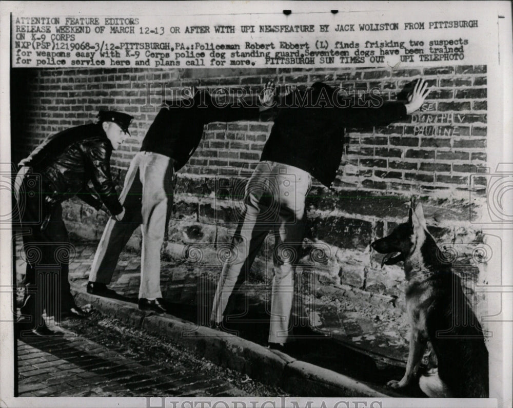 1960 Press Photo Policeman R Ebbert &amp; K-9 Corps Dog - RRW62469 - Historic Images