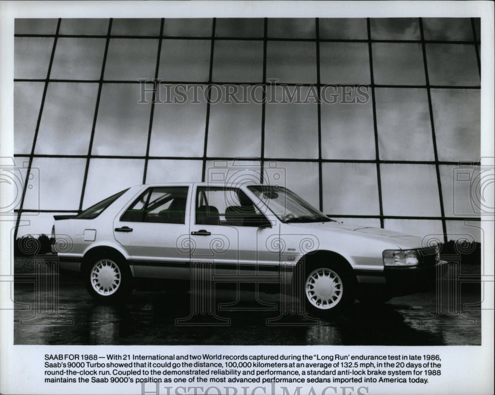 1988 Press Photo Saab 9000 Sedan White Promo Picture - RRW63023 - Historic Images