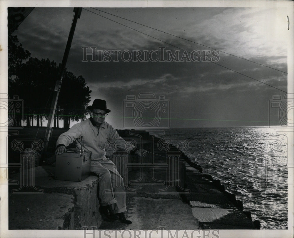 1961 Press Photo Montrose Harbor Man Trolling Fish - RRW63137 - Historic Images