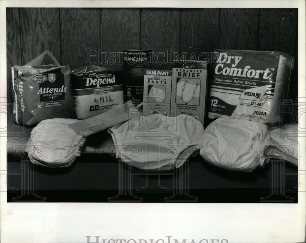 1992 Press Photo Products For Urinary Incontinence. - RRW64177 - Historic Images