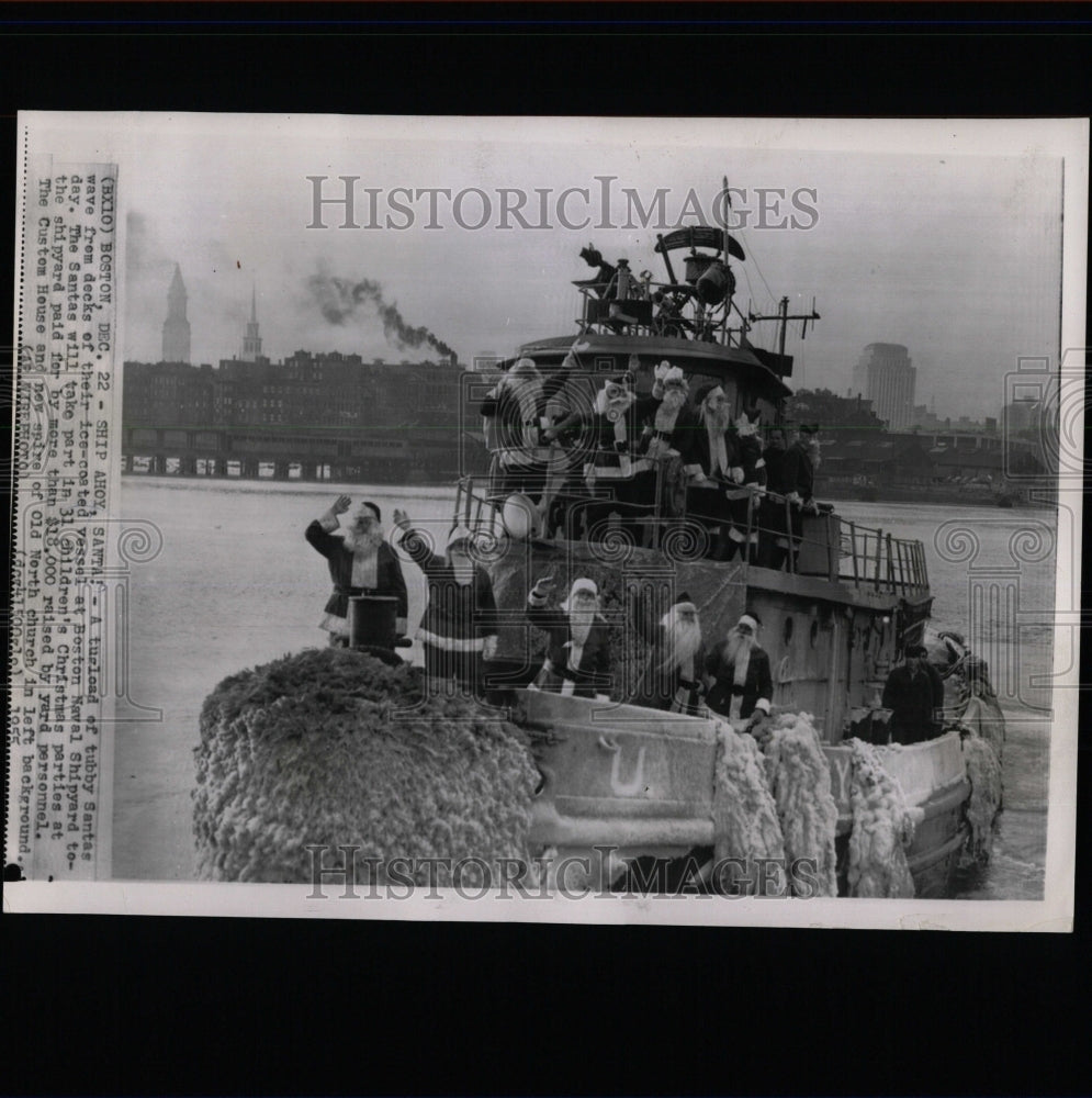 1955 Press Photo Tubby Santas at Boston Naval Shipyard - RRW64481 - Historic Images