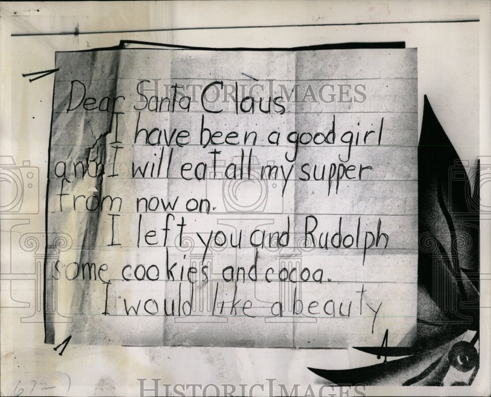 1961 Press Photo Childs Letter To Santa Claus - RRW64623 - Historic Images