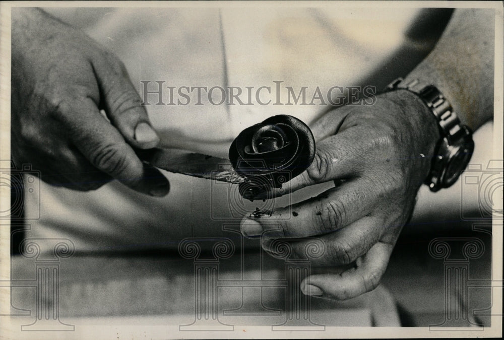 1980 Press Photo Larry Lutz demonstration Chocolate - RRW66019 - Historic Images