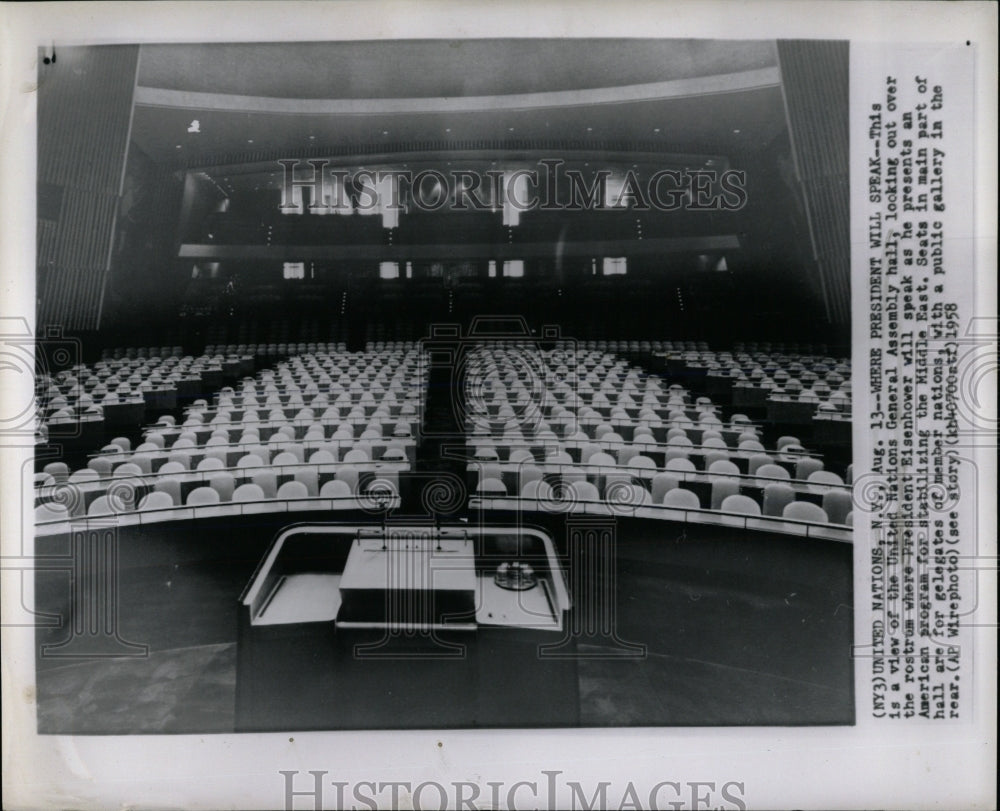 1958 Press Photo Eisenhower American Middle East UN - RRW66137 - Historic Images