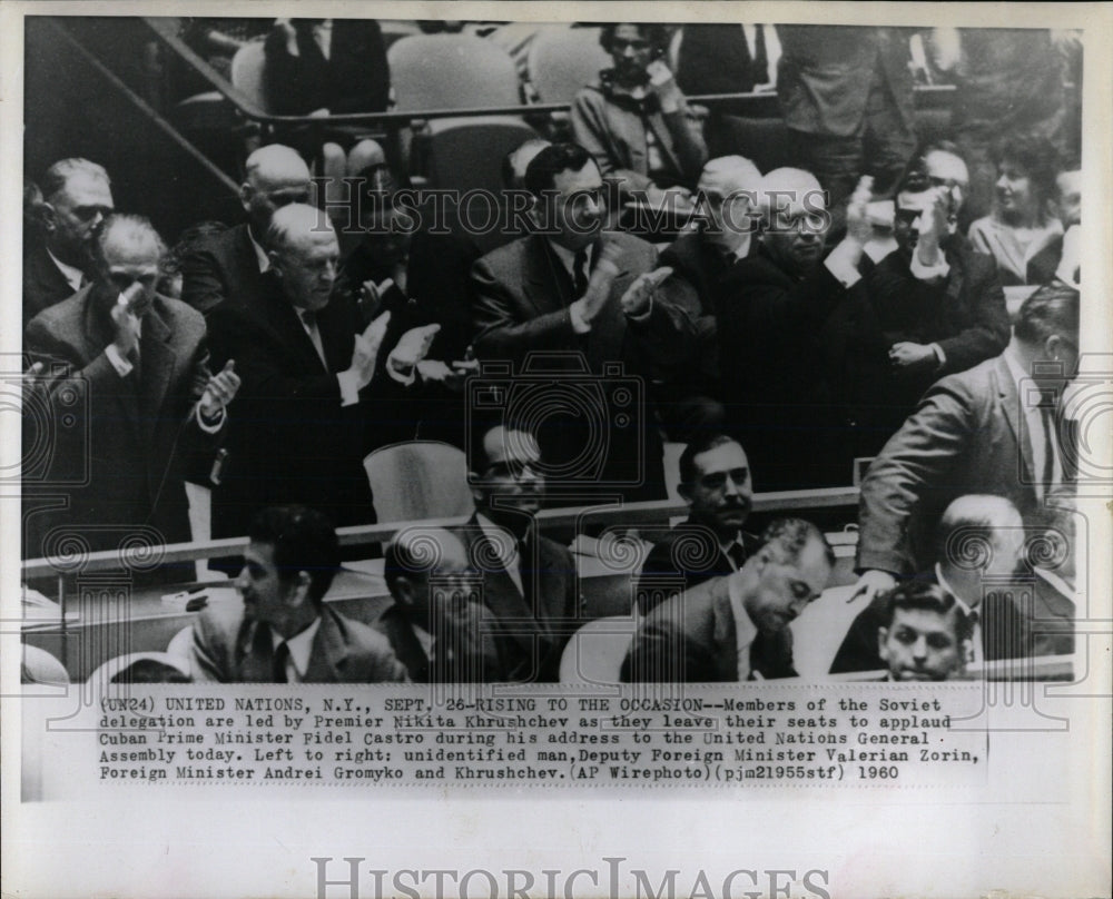 1960 Press Photo Nikita Khrushchev Fidel Castro Cuban - RRW66233 - Historic Images