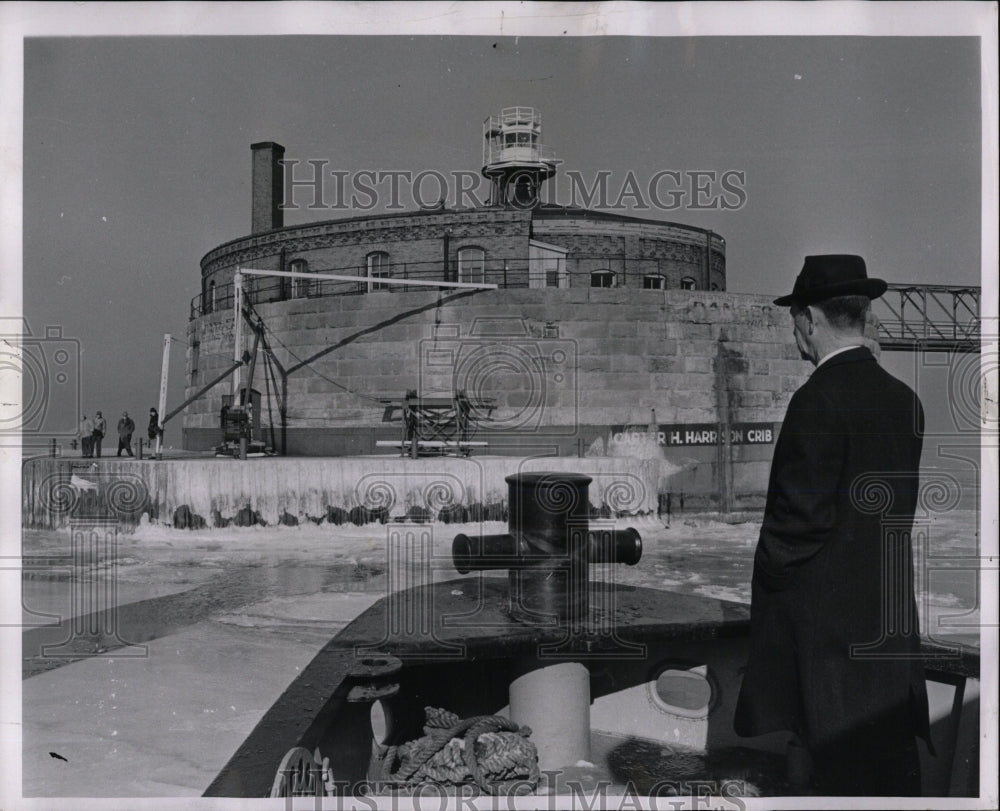 1962 Press Photo Harrison Water Cribs Lake Michigan - RRW66707 - Historic Images