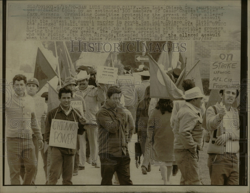 1970 Press Photo San Luis Obispo Co Cesar Chavezk riots - RRW67053 - Historic Images