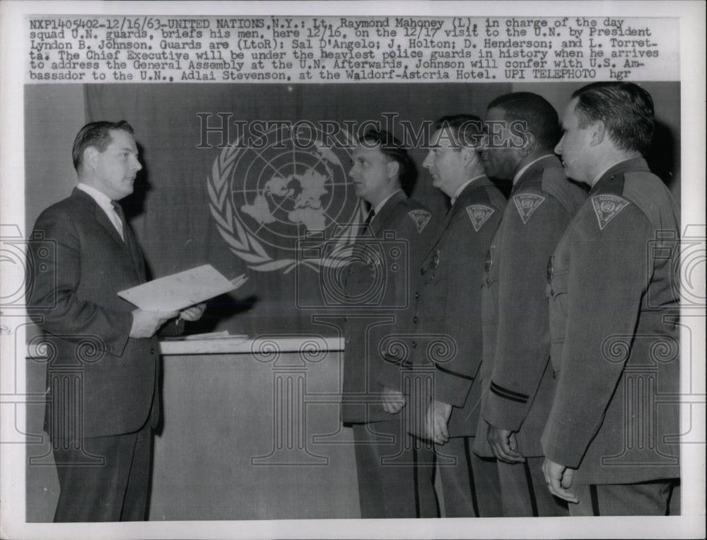 1963 Press Photo Lyndon Johnson Raymond Mahoney guards - RRW67293 - Historic Images