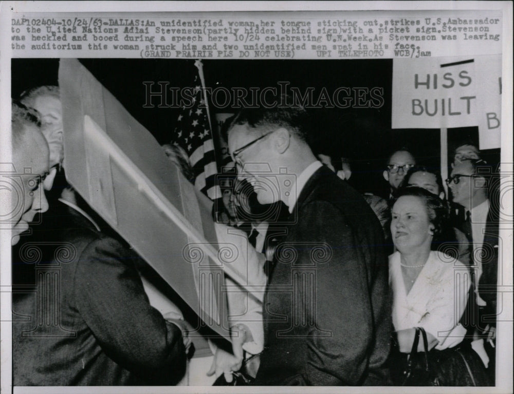 1963 Press Photo Adial Stevenson US Ambassador woman - RRW67427 - Historic Images