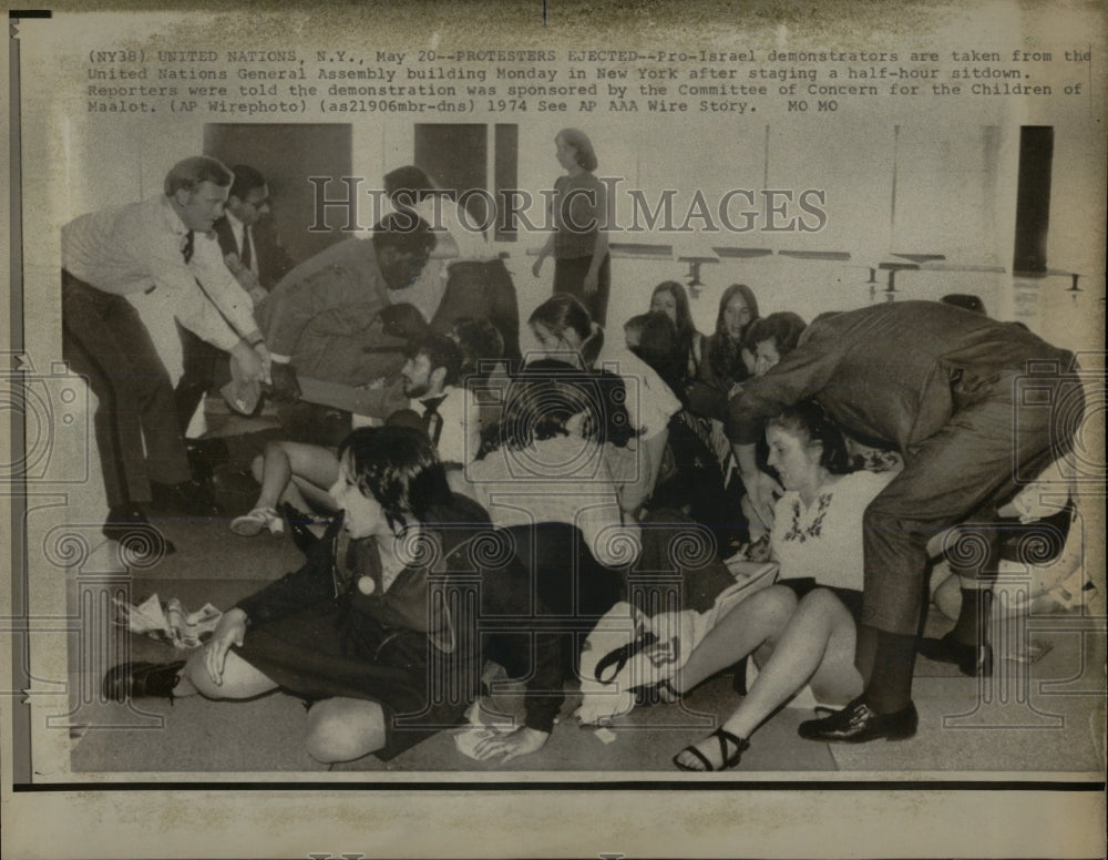 1974 Press Photo Pro Israel Demonstrators United Nation - RRW67431 - Historic Images