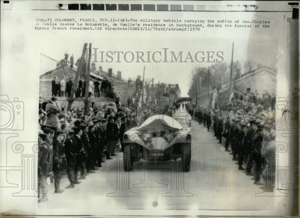 1970 Press Photo Charles Gaulle Colombey France coffin - RRW67921 - Historic Images