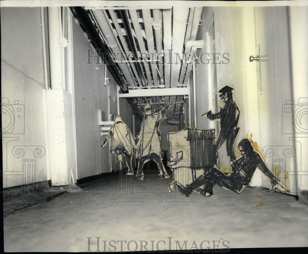1964 Press Photo John Downs Evanston Hospital guards - RRW68223 - Historic Images