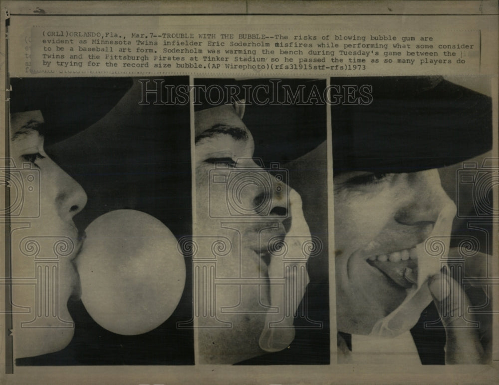 1973 Press Photo bubble Gum Minnesota Twins Infielder - RRW68289 - Historic Images