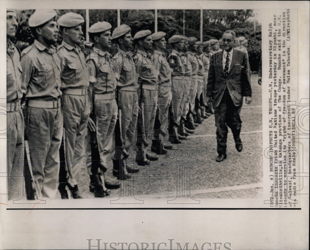 1963 Press Photo U N undersecretary Ralph Bunche - RRW68465 - Historic Images