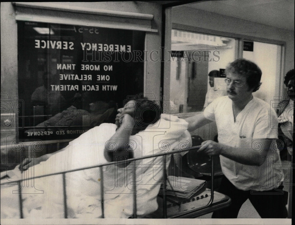 1974 Press Photo Illinois Hospital Carpenter wheeled - RRW68611 - Historic Images