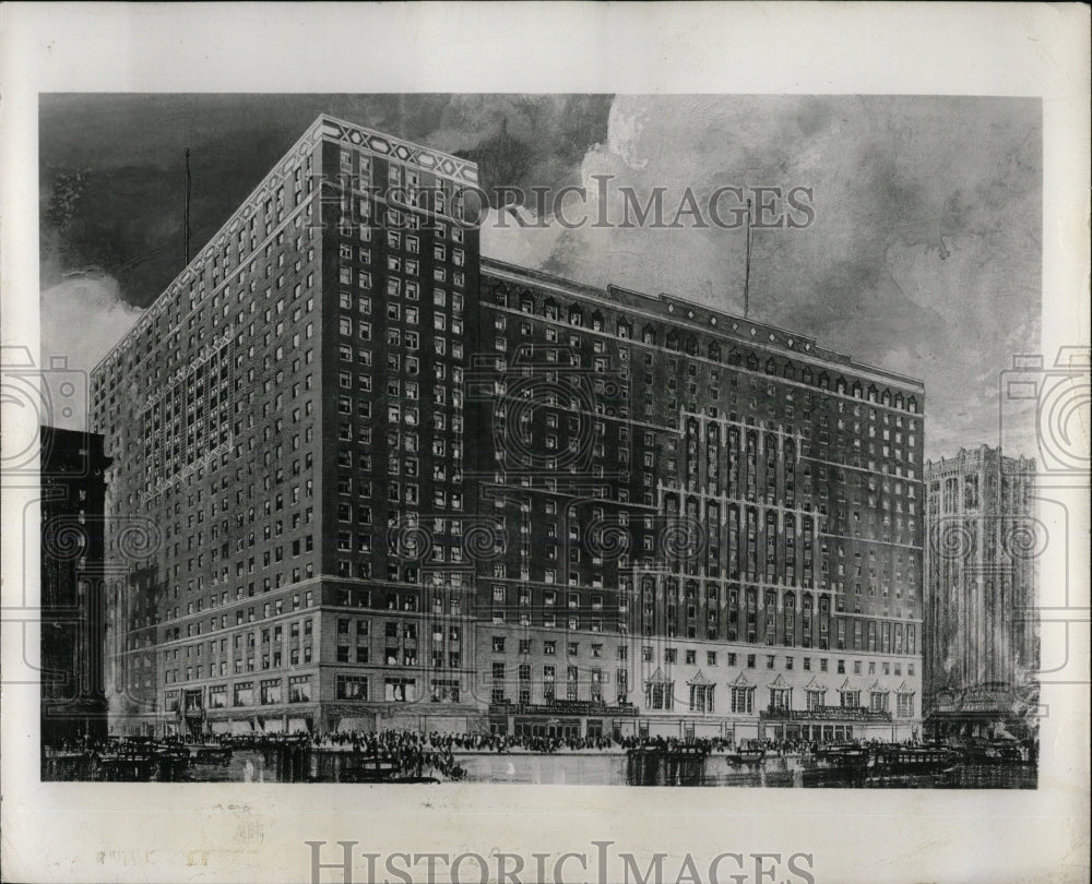 1953 Press Photo Bismarck Hotel Structure LaSalle Chi - RRW68651 - Historic Images