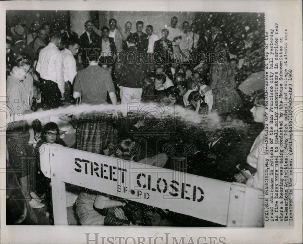 1960 Press Photo Un-American Activities Fire Hose - RRW68891 - Historic Images