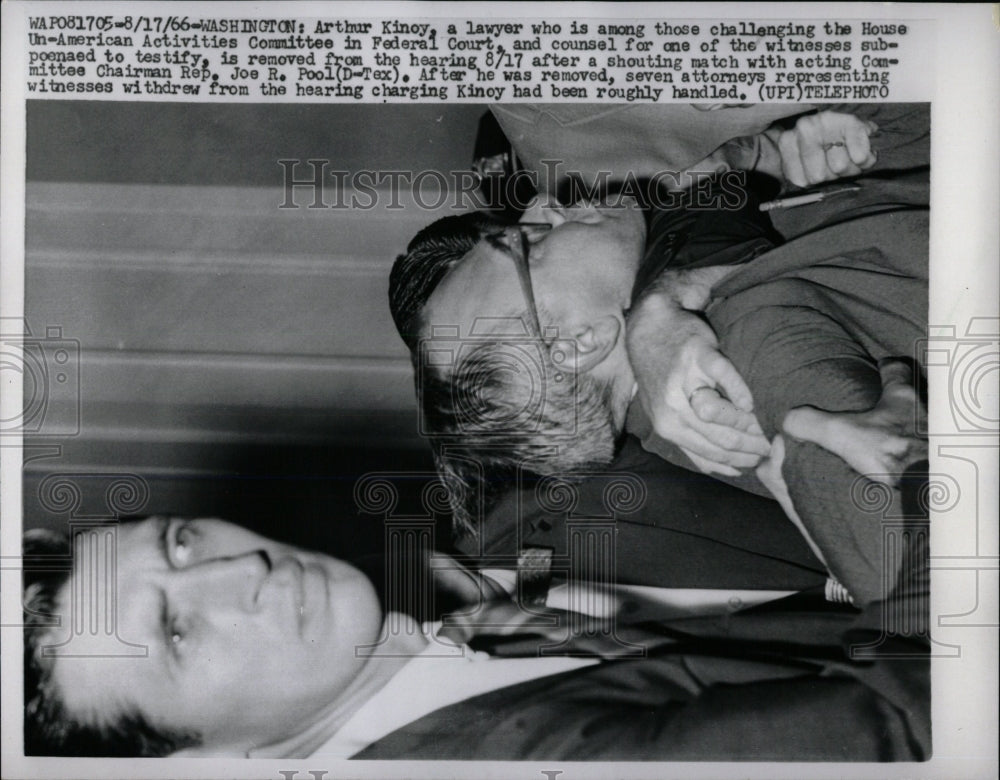 1966 Press Photo Lawyer Arthur Kinoy Escorted From Hear - RRW69007 - Historic Images