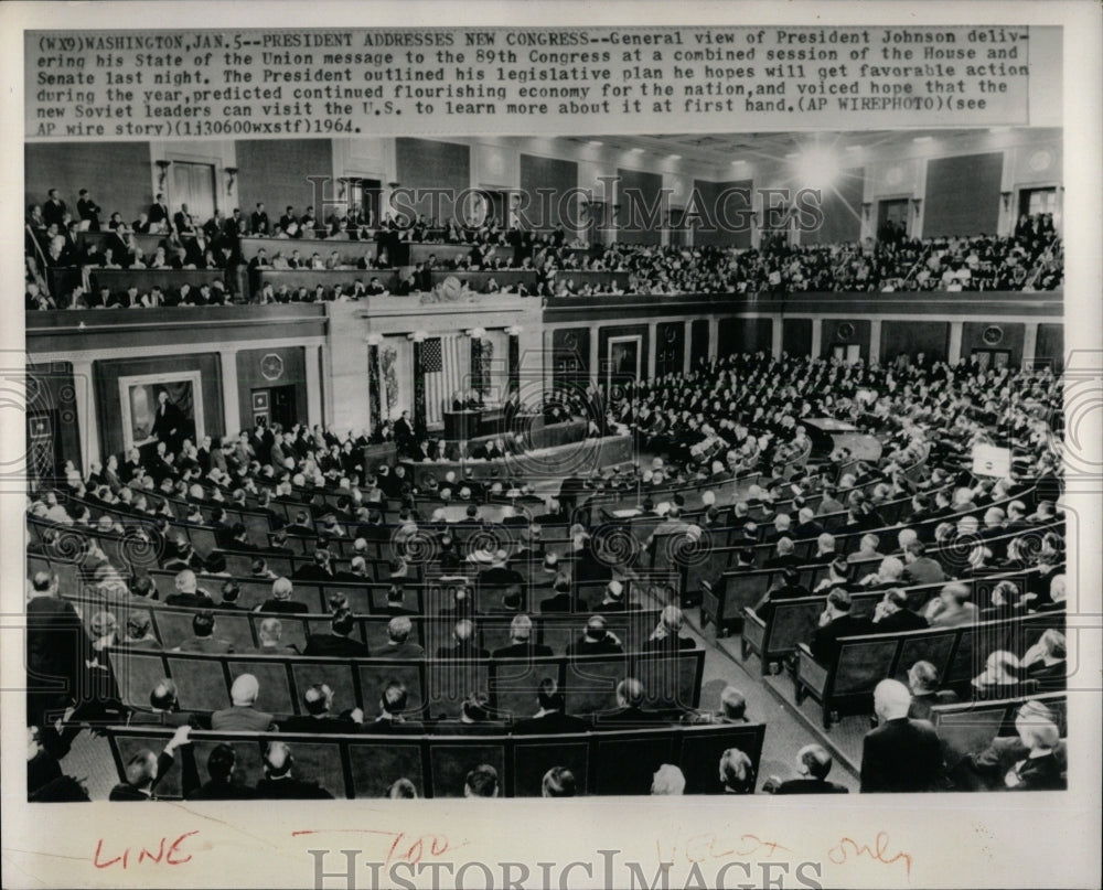 1965 Press Photo President Johnson State Union Congress - RRW69123 - Historic Images