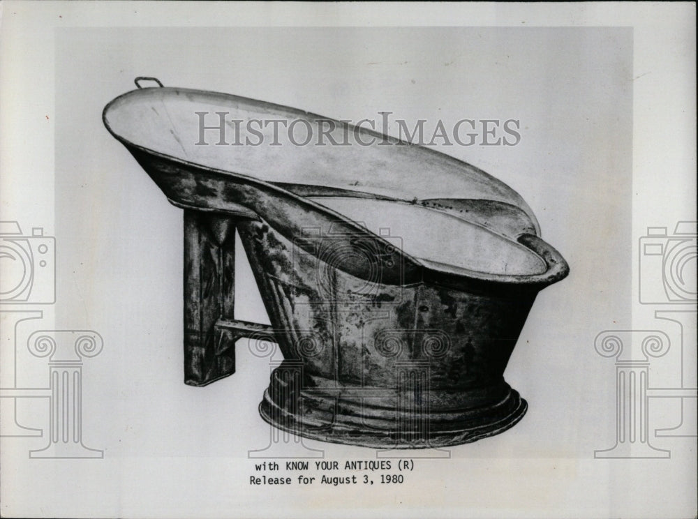 1980 Press Photo Drawing Of An Antique Tin Bathtub - RRW69601 - Historic Images