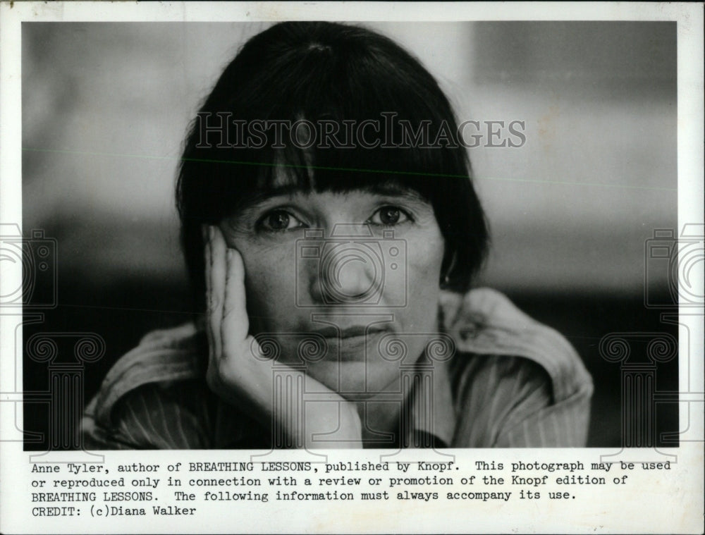 1988 Press Photo Author Anne Tyler for Breathing Lesson - RRW70291 - Historic Images