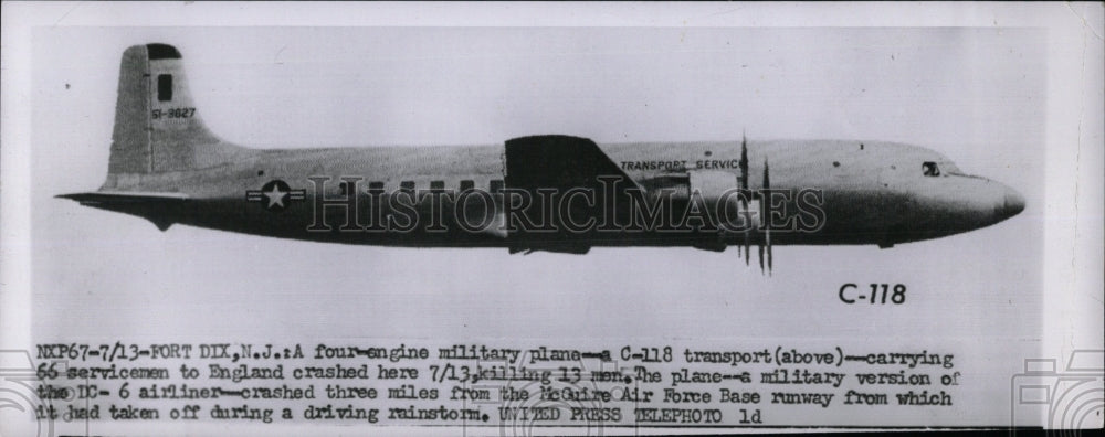 1956 Press Photo Military C-118 Transport Crashes - RRW70889 - Historic Images