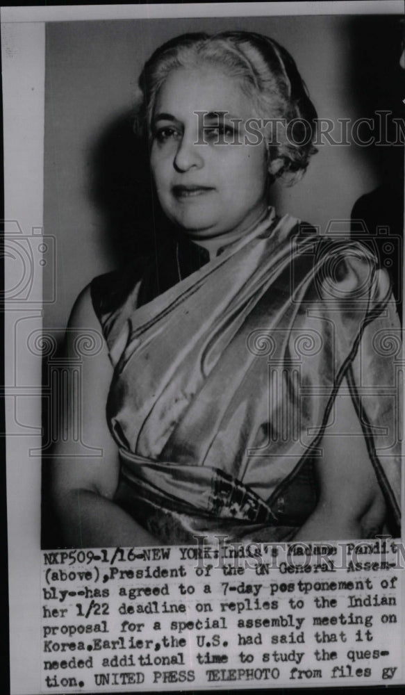 1954 Press Photo India Madame Pandit - RRW71139 - Historic Images