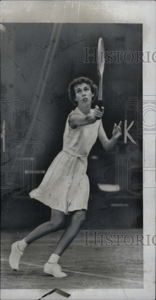 1950 Press Photo Female Tennis Player Hart Action Shot - RRW71561 - Historic Images