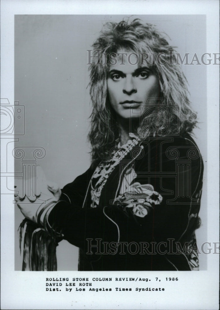 1986 Press Photo David Lee Roth times Syndicate Stone - RRW72259 - Historic Images