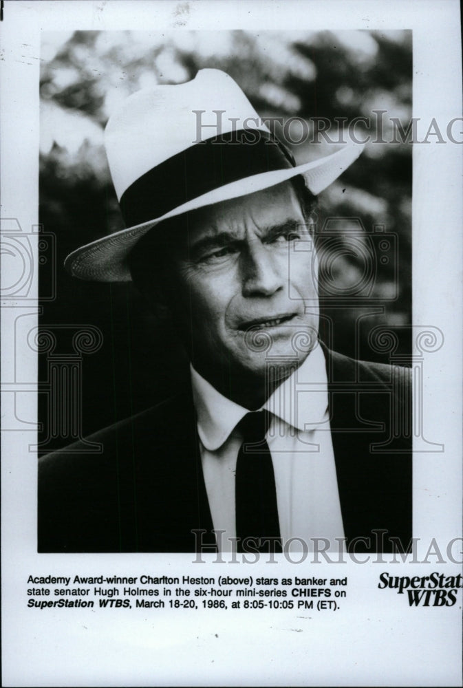 1986 Press Photo Charlton Heston American Actor - RRW72529 - Historic Images