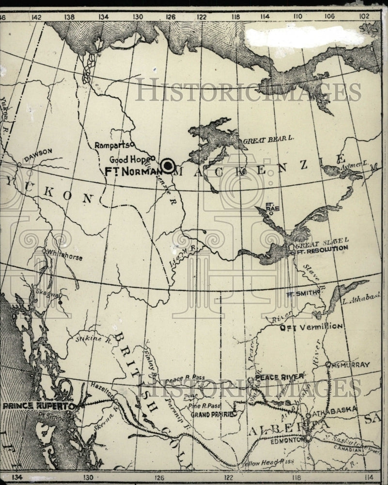 1931 Press Photo Radium Canada map British Prince - RRW72853 - Historic Images