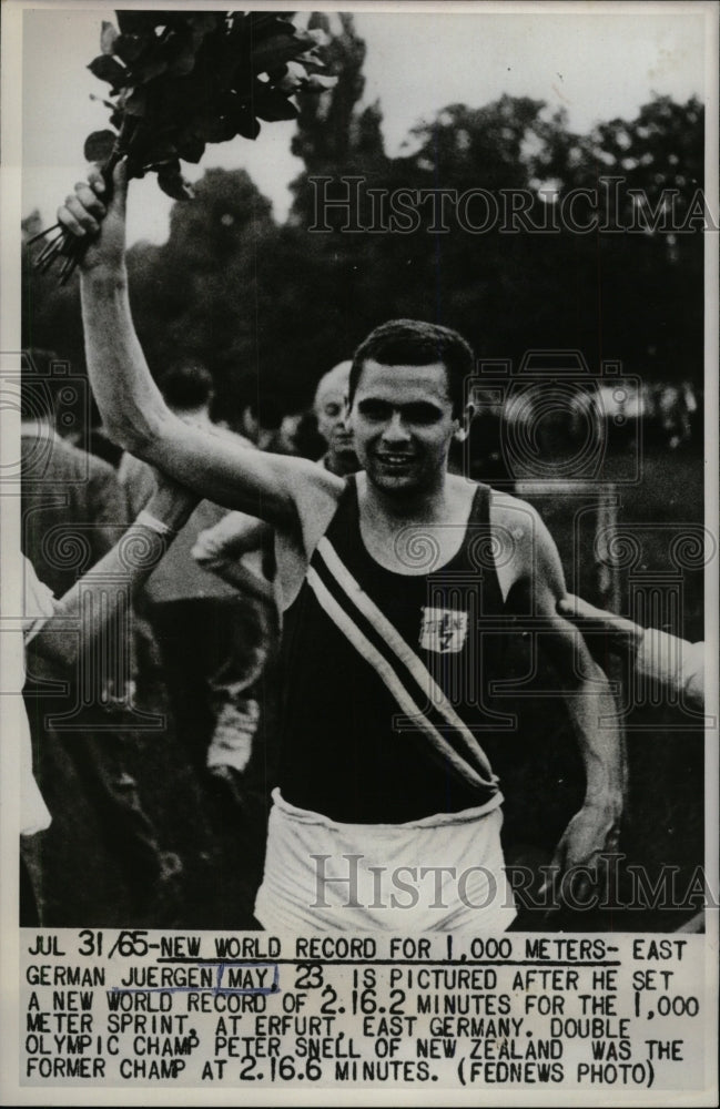 1965 Press Photo Jeurgen May World Record 1,000 Meter - RRW73485 - Historic Images