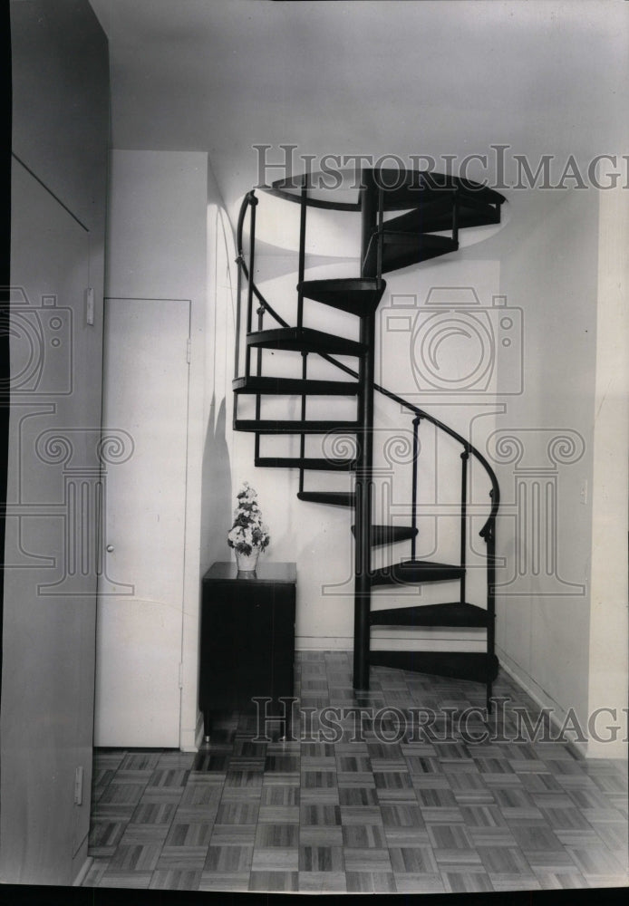 1962 Press Photo Winding stairway Kitchen Dining Room - RRW73563 - Historic Images