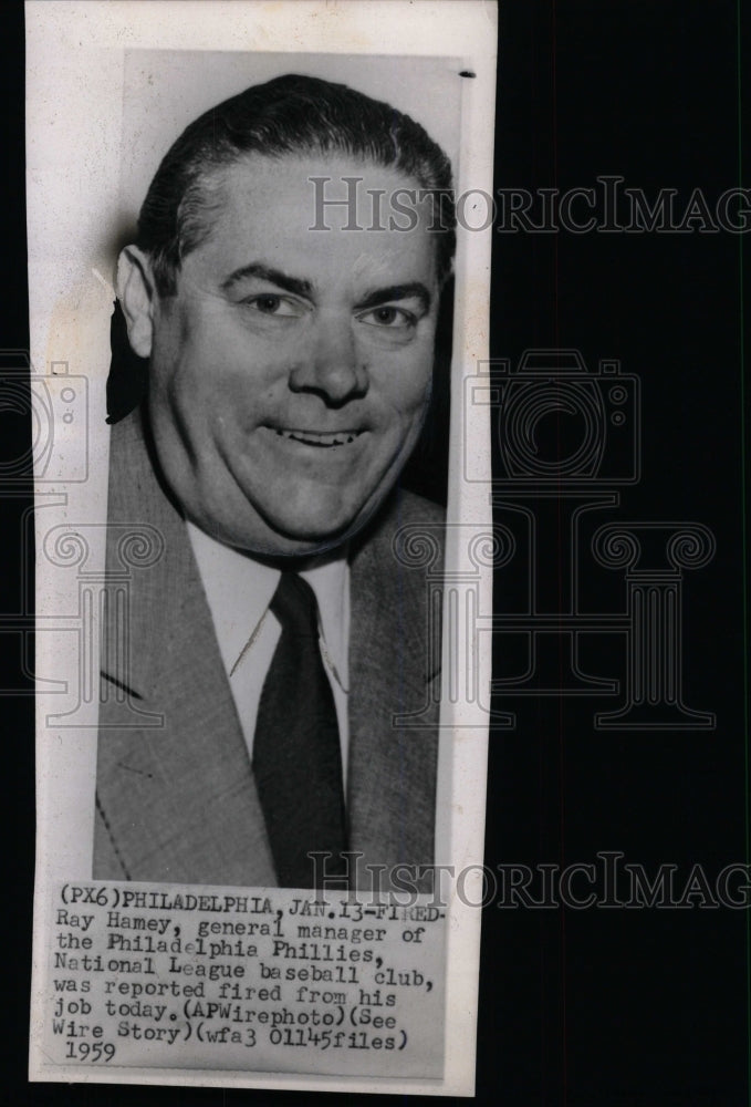 1959 Press Photo Philadelphia Phillies&#39; Ray Hamey - RRW73631 - Historic Images