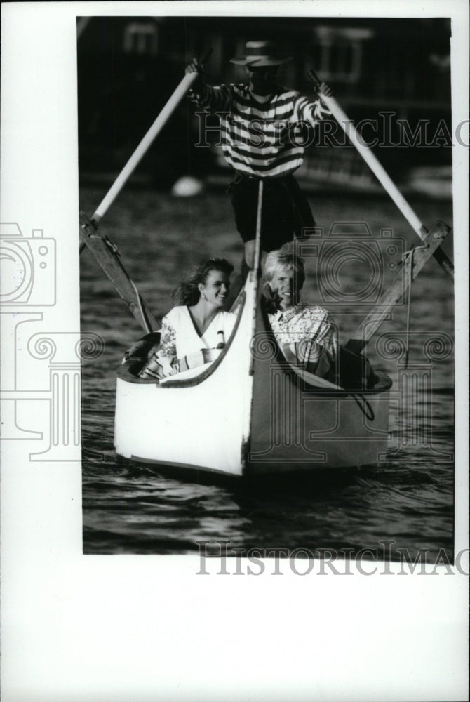 1991 Press Photo Jon Williams Long Beach Gondola Ride - RRW75829 - Historic Images