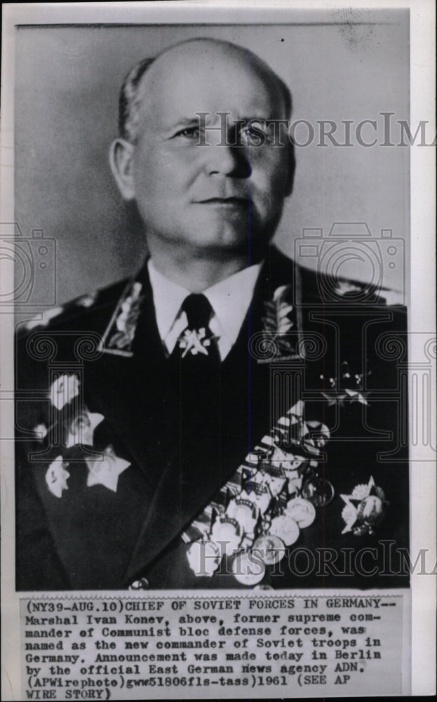 1961 Press Photo Marshal Ivan Konev Soviet Germany Bloc - RRW79179 - Historic Images